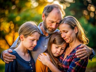 Obraz premium Heartfelt Family Moments: Navigating Grief Together in Times of Loss and Emotional Support