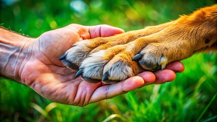 Heartwarming Connection Between Pet Paw and Human Hand Symbolizing Love, Trust, and Companionship