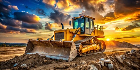 Heavy Duty Bulldozer Working on Construction Site for Earthmoving and Land Development Projects