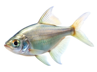 Fototapeta premium Indian Glassy Fish swiming isolated on a transparent background