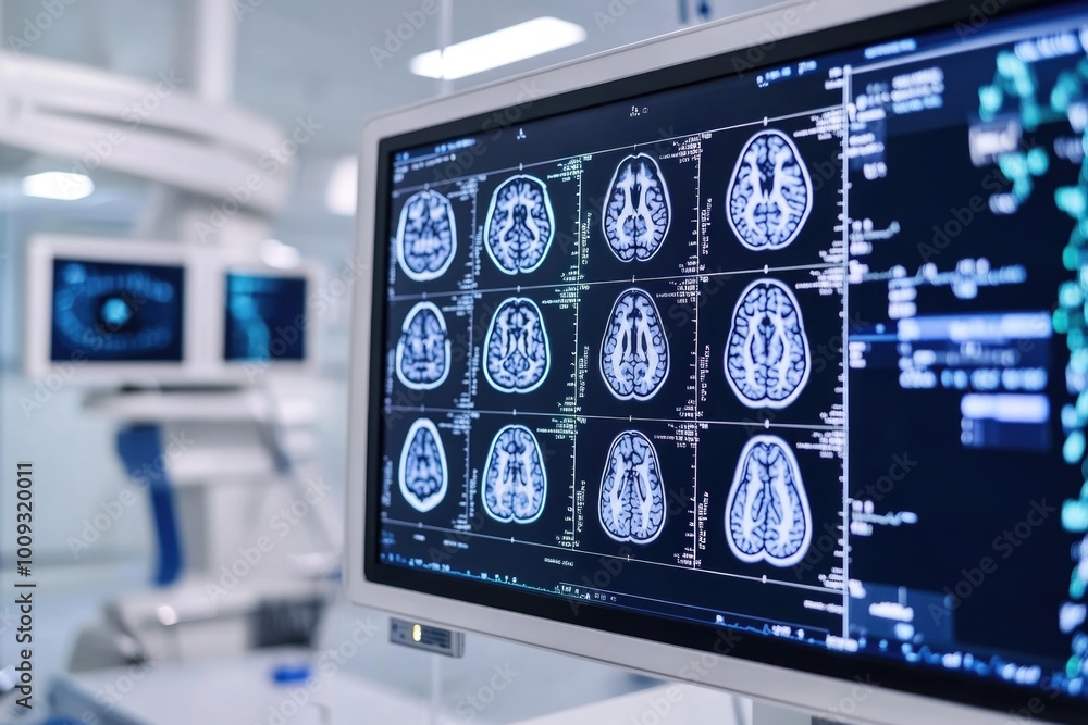 Aufkleber medical imaging scans displayed on a computer monitor, suitable for use in healthcare and medical se