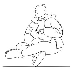 One continuous single drawing line art doodle woman, female, pregnancy, pregnant, beautiful. Isolated flat illustration hand draw contour on a white background
