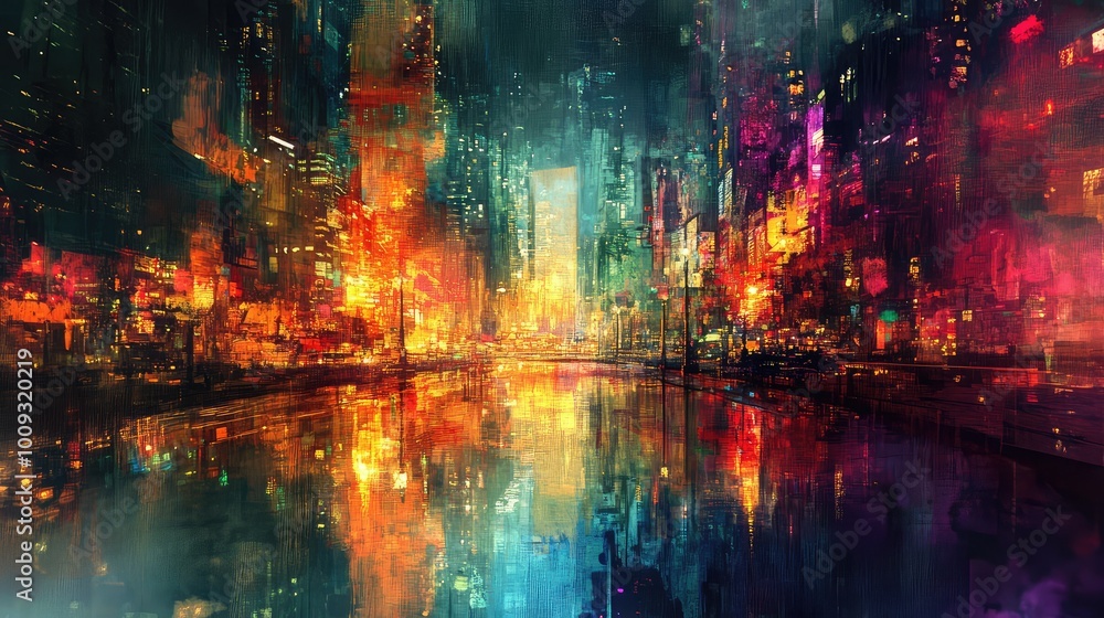 Poster a reflective metropolis where every surface is a mirror, creating a surreal world of light and refle