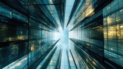 Obraz premium A reflective metropolis where every surface is a mirror, creating a surreal world of light and reflections that inspire wonder and amazement.