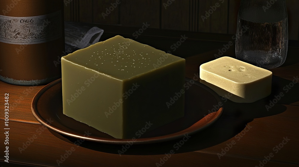 Sticker Handmade Natural Soap Bar Still Life Photography