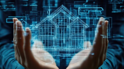 A person holding a house in their hands, possibly moving or relocating