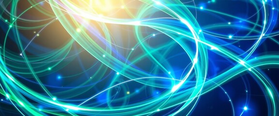 Obraz premium High-Tech Light Streaks in Sapphire and Emerald for Creative Device Customization