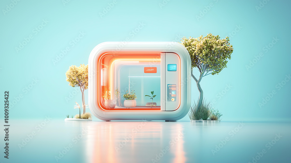 Aufkleber tiny futuristic house with sleek sustainable architecture, designed with energyefficient systems and
