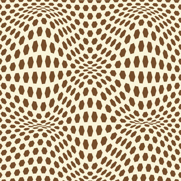 simple dark brown color small poligon wavy distort pattern and creem color background.