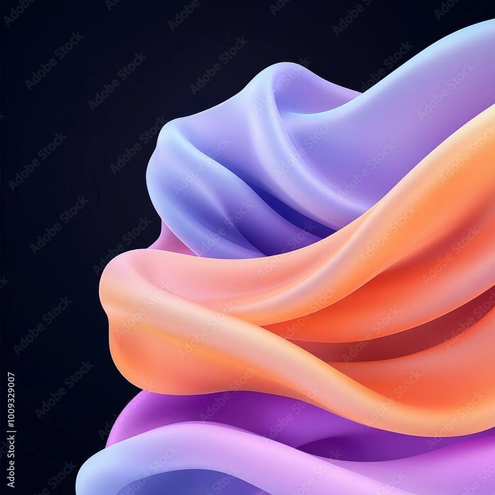 Poster colorful fluid shapes blending and twisting in a dynamic abstract 3d background