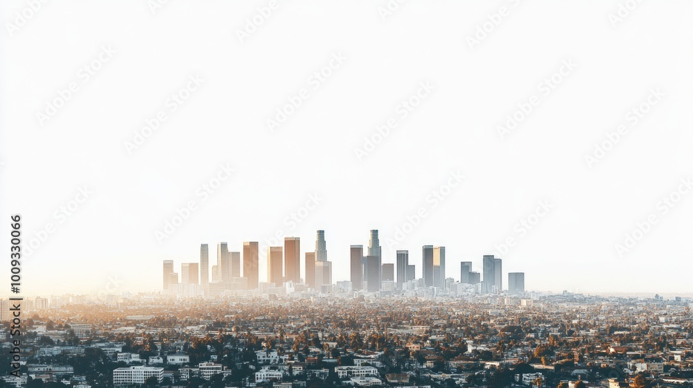 Poster panoramic view of urban landscape from height, ideal for architecture or modern living concepts