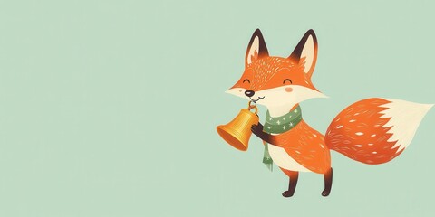 Fox with a Bell in a Christmas Theme