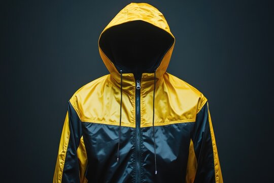 A person dressed in bright yellow and black jacket - Powered by Adobe