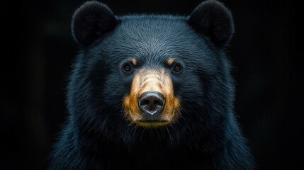 Obraz premium striking studio portrait of a captivating asian black bear highlighting its expressive features and rich fur set against a clean background that emphasizes its majestic presence