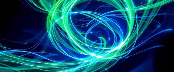 Obraz premium Vibrant Twisting Light Streams and Metallic Accents for Digital Art