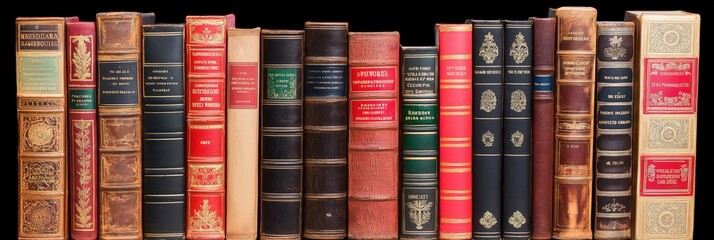 Vintage book collection on wooden bookshelf for literary enthusiasts and collectors