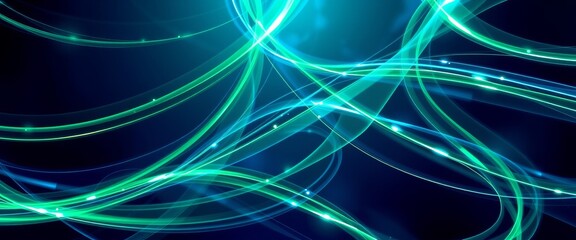 Naklejka premium Futuristic Light Streams in Sapphire and Emerald for Customizable Backgrounds