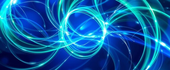 Naklejka premium Vibrant light spirals with metallic sheen, futuristic abstract background for digital art