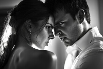 Fototapeta premium A classic photograph of two people embracing each other in monochrome