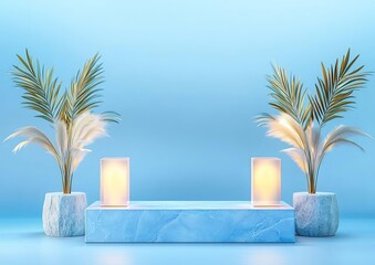 Fototapeta premium Elegant Translucent Rectangles in Soft Lighting Minimalistic 3D Composition