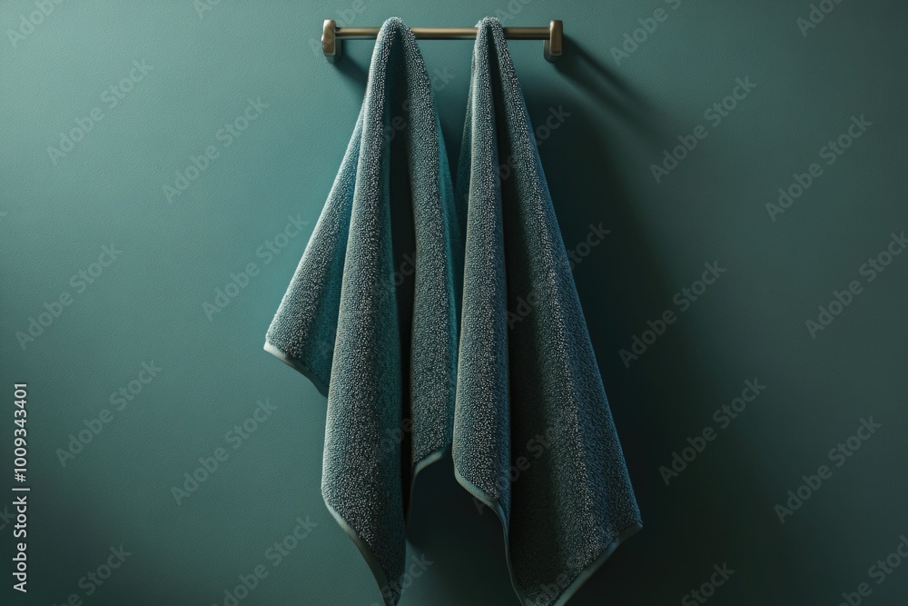 Poster A pair of towels hung neatly on a wall, ready for use