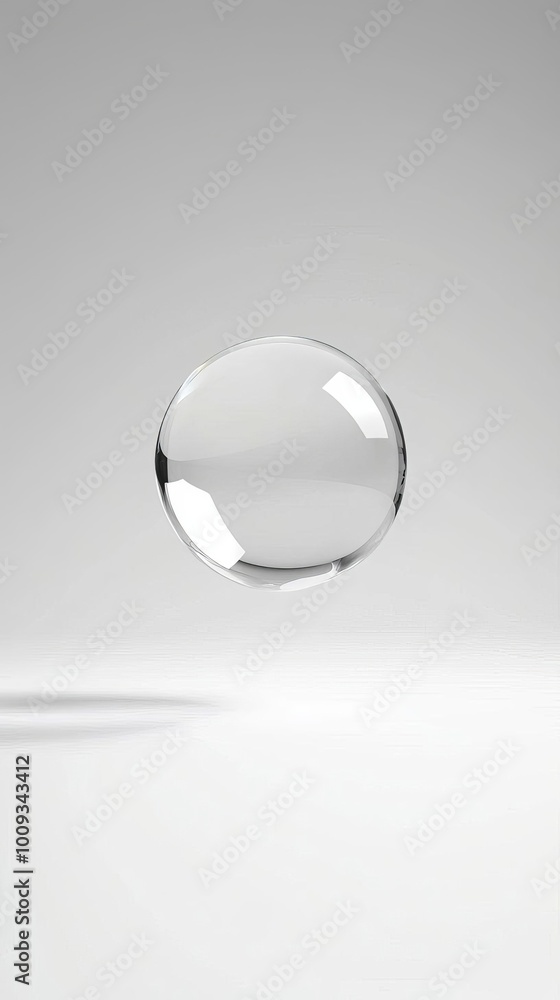 Poster ethereal translucent sphere with soft reflections in monochromatic space