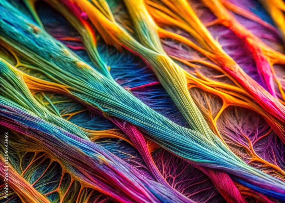 Poster intricate structure of collagen fibers under a microscope showcasing their unique patterns and stren