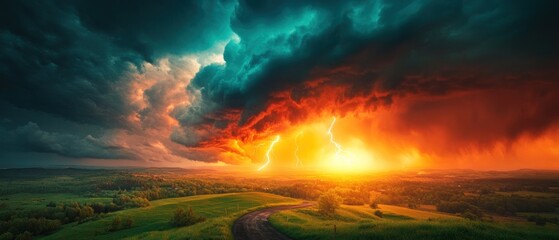 A dramatic sky filled with dark storm clouds.