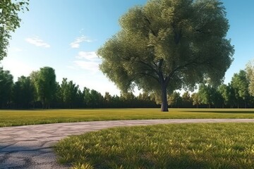 Obraz premium Grass park landscape outdoors.