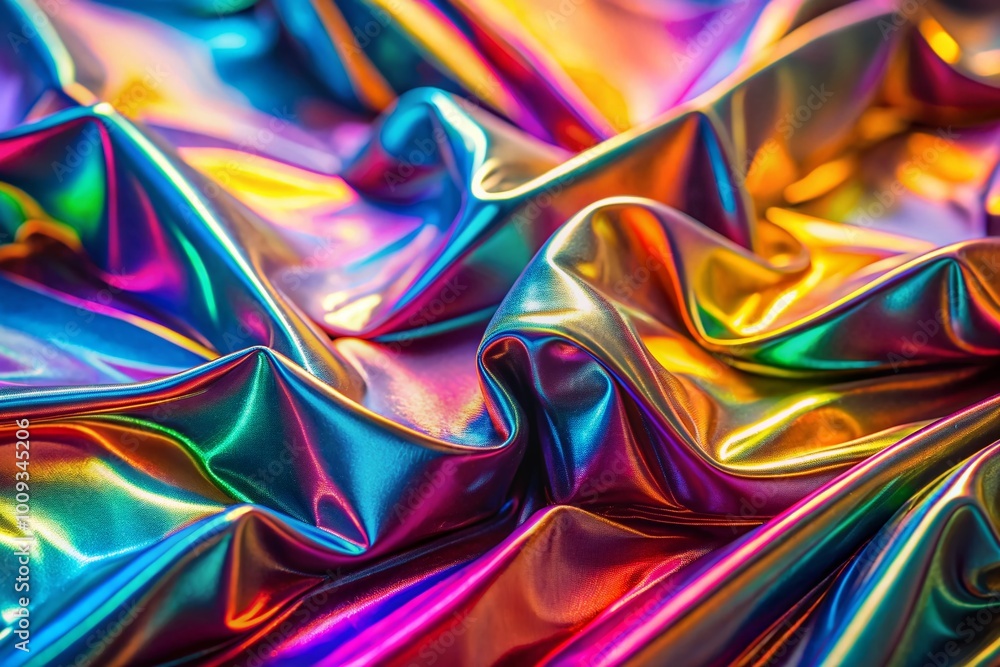 Poster iridescent metallic surface with colorful reflections and shimmering effects for abstract background