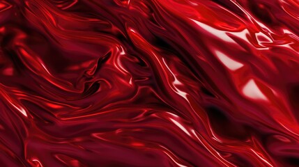 Red shiny latex background. Red latex with folds background.