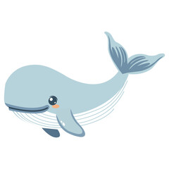 whale cartoon vector illustration isolated on white background