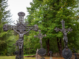 The cemetery with metal crosses in the open-air museum in Nova Bystrica represents cemeteries in Kysucie at the beginning of the 20th century.