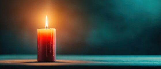 A flickering candle flame against a dark background.