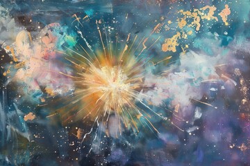 Fototapeta premium Vibrant cosmic explosion background