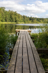Obraz premium wooden bridge at Swedish lake