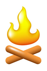 Campfire. Vector 3d illustration isolated on white background.