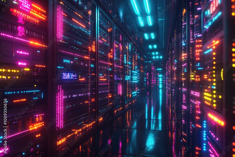 Aufkleber Servers arranged in a rack in a data center