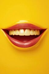 A close-up shot of a smiling person's mouth, showcasing their happy expression