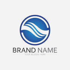 wave and water Isolated round shape logo Blue color  Sea, ocean, river surface