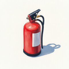 Obraz premium Detailed image of a red fire extinguisher with a shadow on a white background.