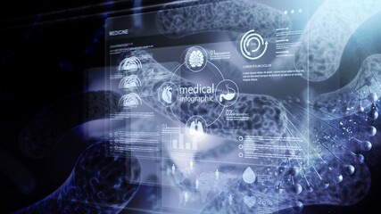 Fototapeta premium Set of medical icons microscopic blue bacteria