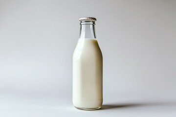 A simple image of a milk bottle sitting on a table, ready for use