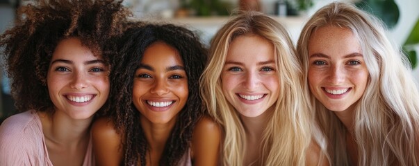 Happy group of women in a studio, Generative AI