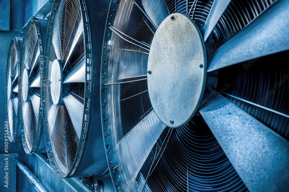 Aufkleber a close-up shot of a fan on a wall, suitable for use in interior design or architecture contexts