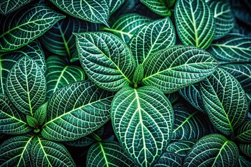 Lush Dark Green Leaf Close-up Showing Intricate Veins and Textures in Natural Light Environment