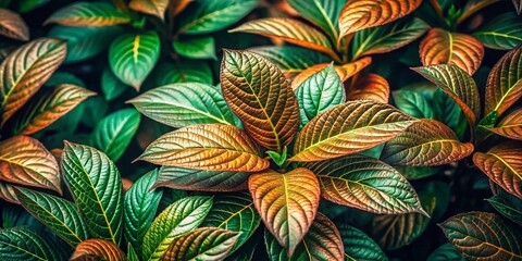 Lush Green and Copper Leaf Plant Displaying Unique Coloration in a Natural Light Setting
