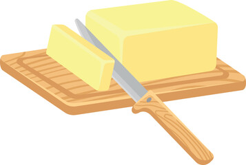 Cutting butter cartoon icon. Natural dairy ingredient
