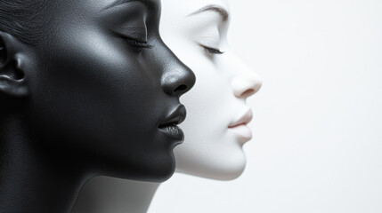 Two women with black and white faces