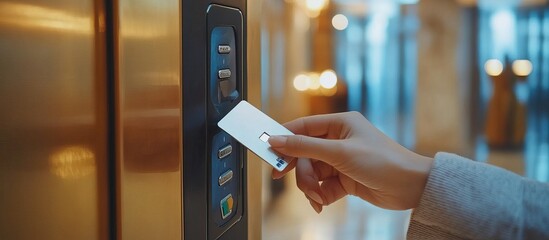 Hand Using Card Key To Access Building
